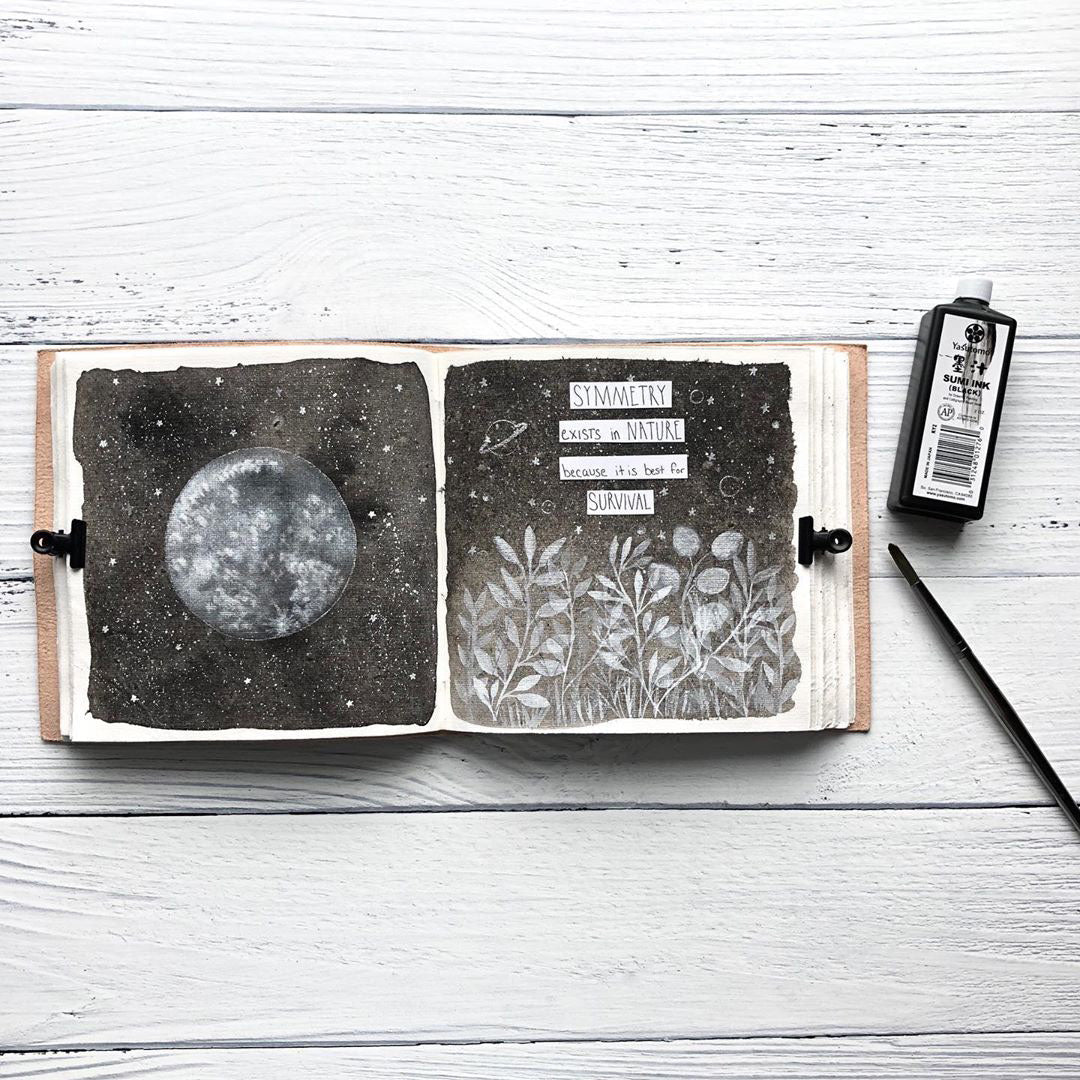 Moon Phases 7x7 Artists Embossed Leather Journal - Che Cose Belle