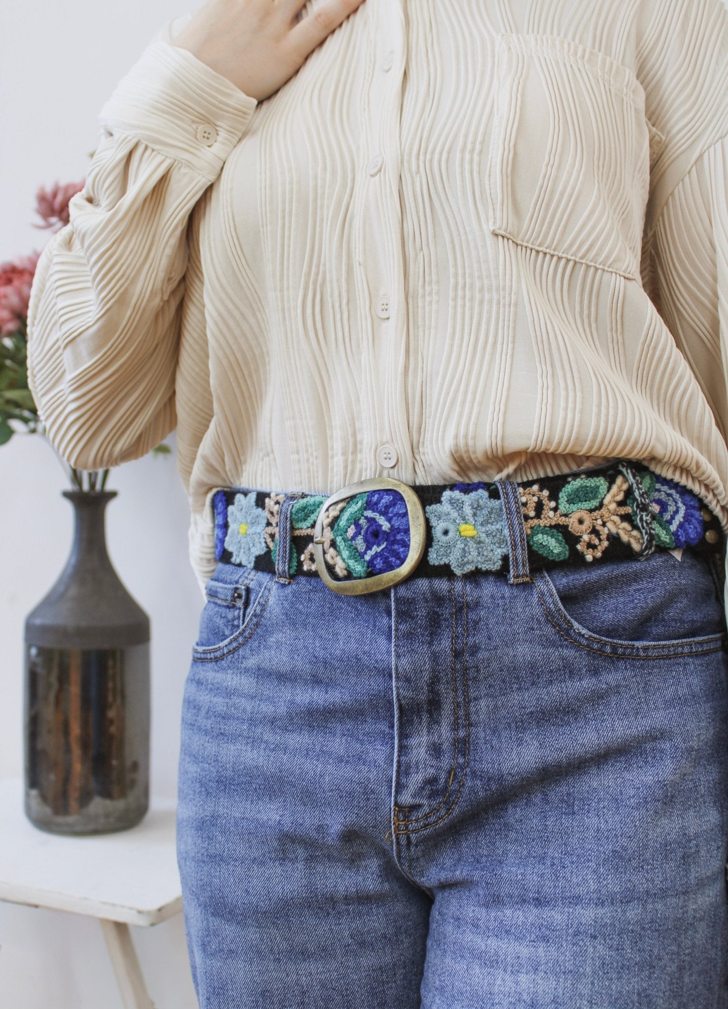 Moonlit Garden Embroidered Belt - Che Cose Belle
