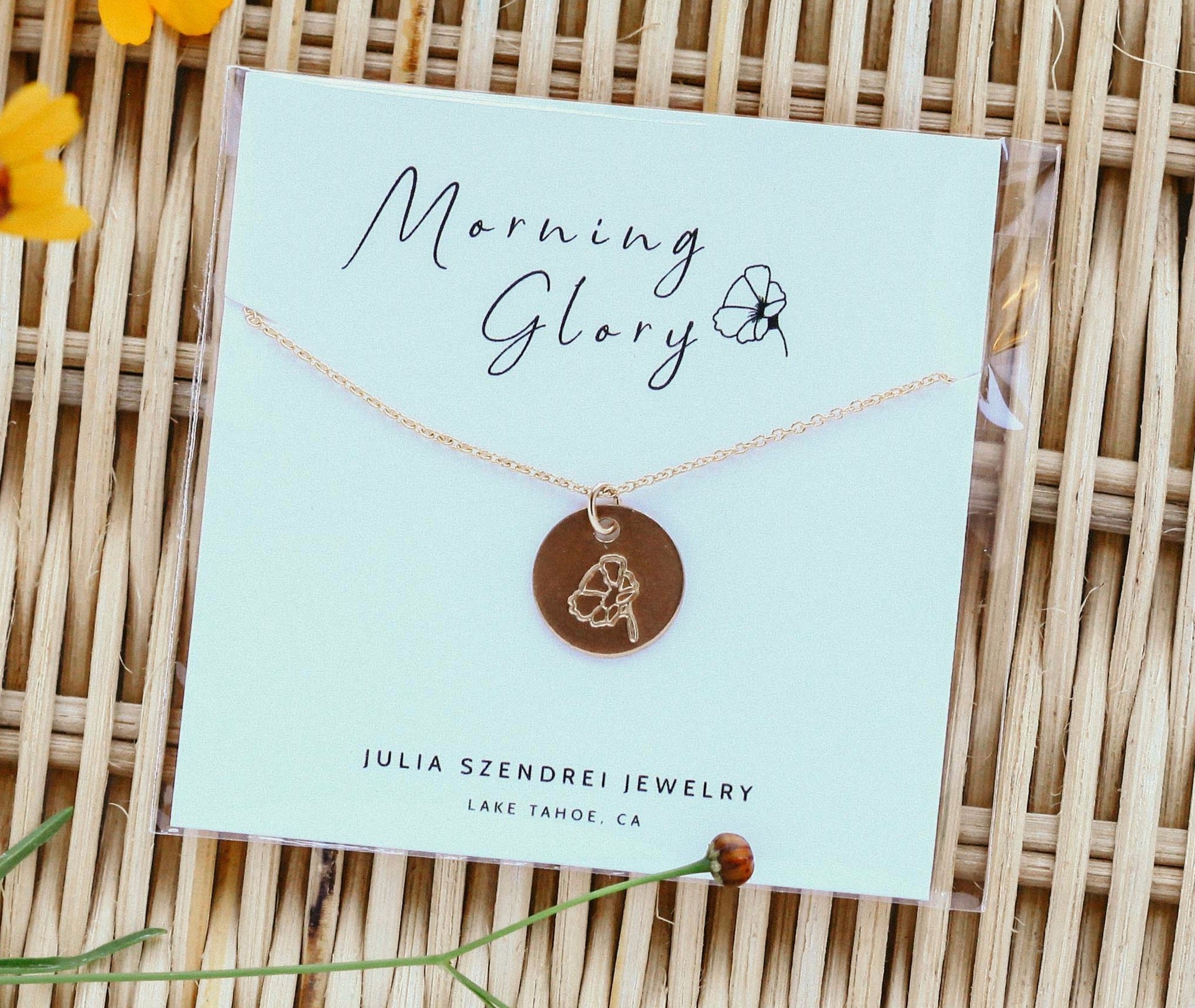 Morning Glory Birth Flower Necklace for September - Che Cose Belle