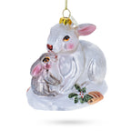 Mother and Baby Bunnies Glass Christmas Ornament - Che Cose Belle