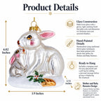 Mother and Baby Bunnies Glass Christmas Ornament - Che Cose Belle