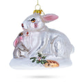 Mother and Baby Bunnies Glass Christmas Ornament - Che Cose Belle