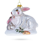 Mother and Baby Bunnies Glass Christmas Ornament - Che Cose Belle