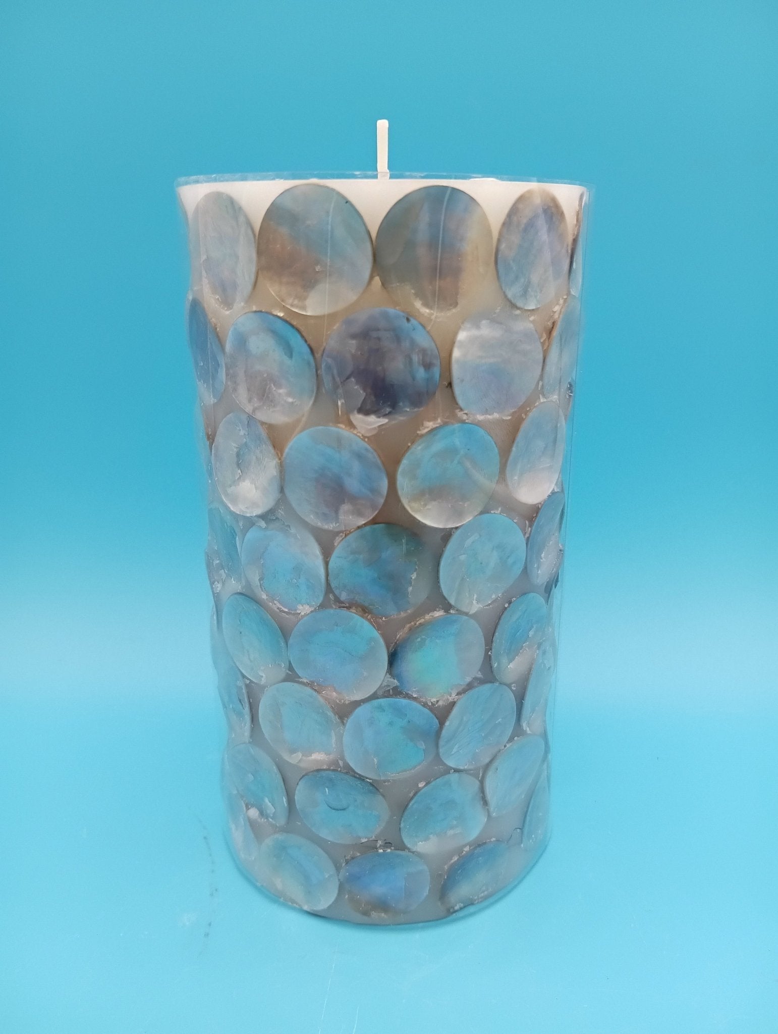 Mother of Pearl Shell Accent Candles – Coastal Décor in 3 Sizes