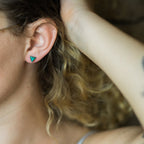 Mountains of Earth Tiny Triangle Turquoise Stud Earrings - Che Cose Belle