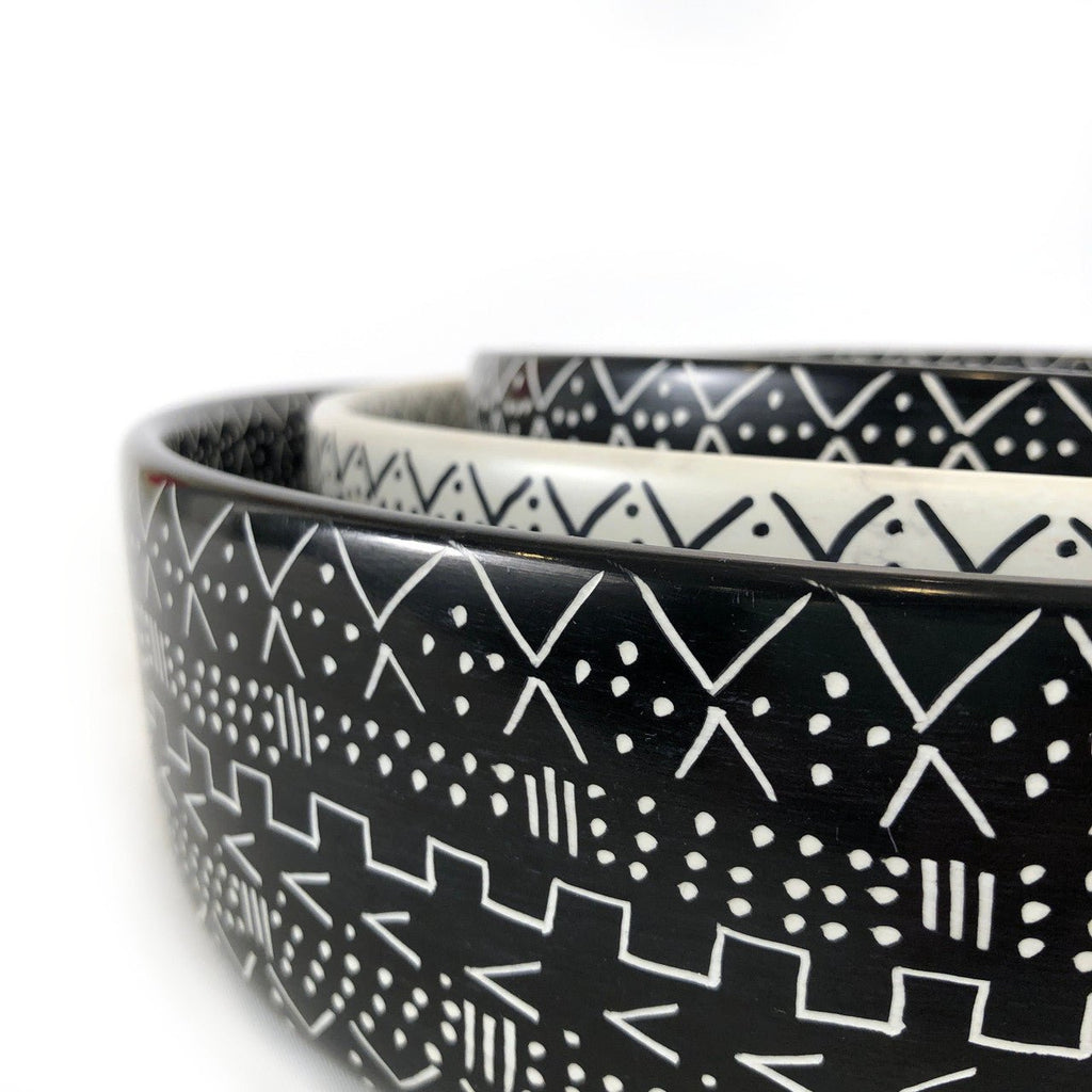 Mud Cloth Black Bowl - 12" - Che Cose Belle