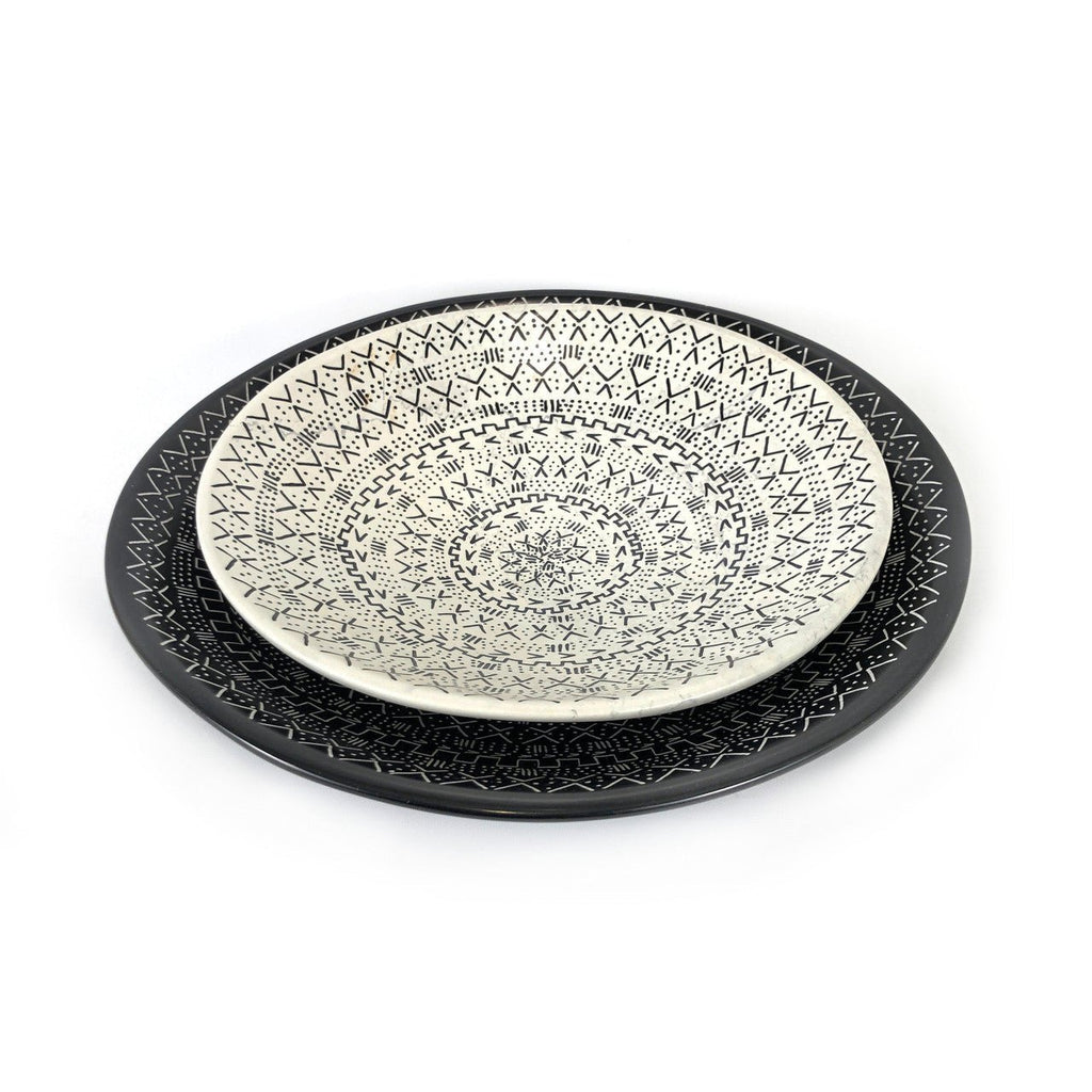 Mud Cloth Black Platter - 12" - Che Cose Belle