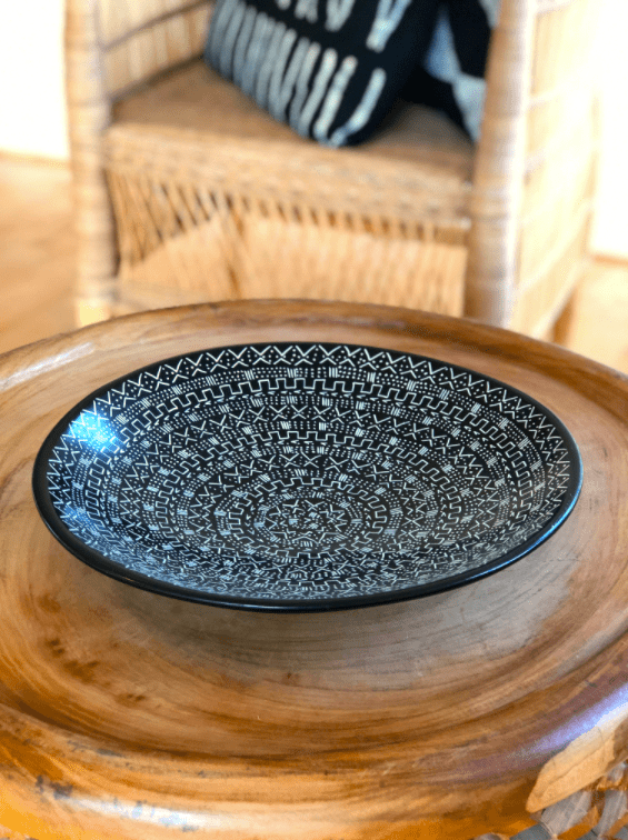 Mud Cloth Black Platter - 12" - Che Cose Belle