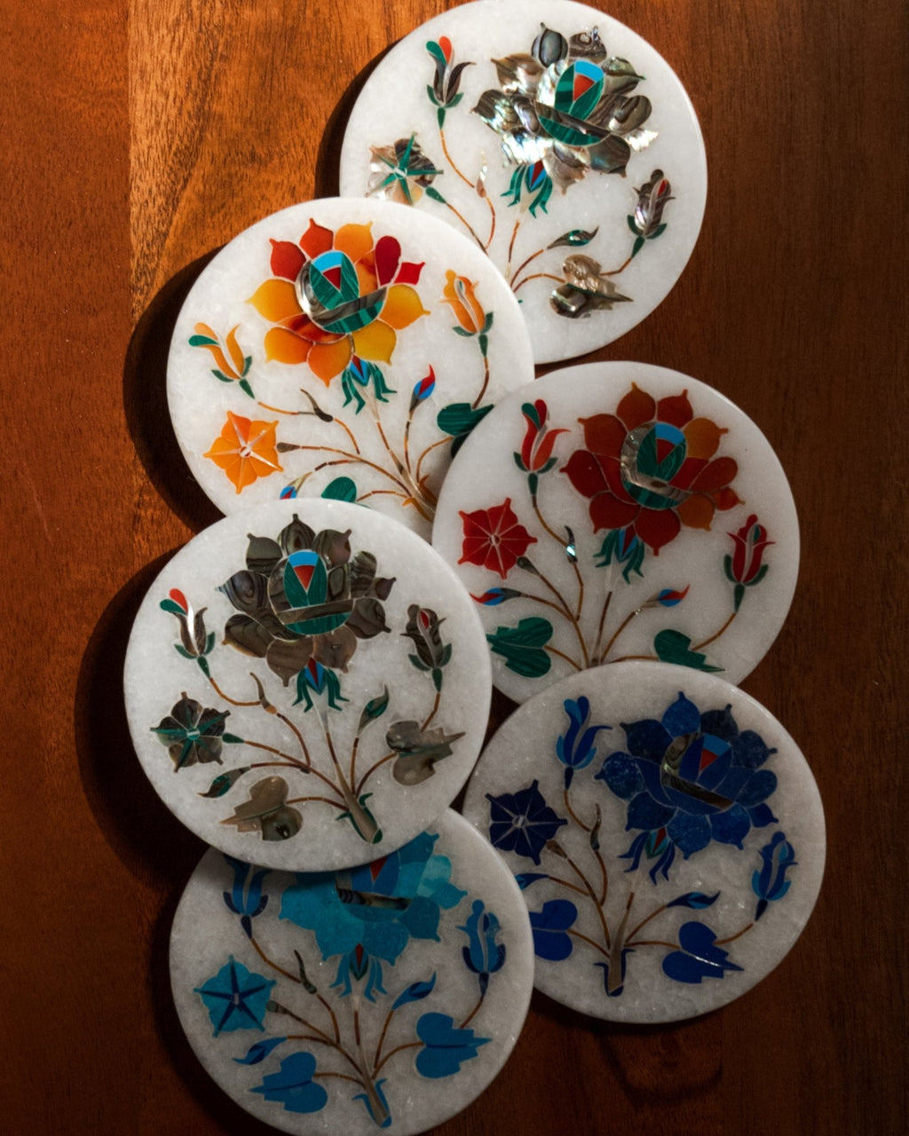 Mughal Multicolored Inlay Coaster Set - Che Cose Belle