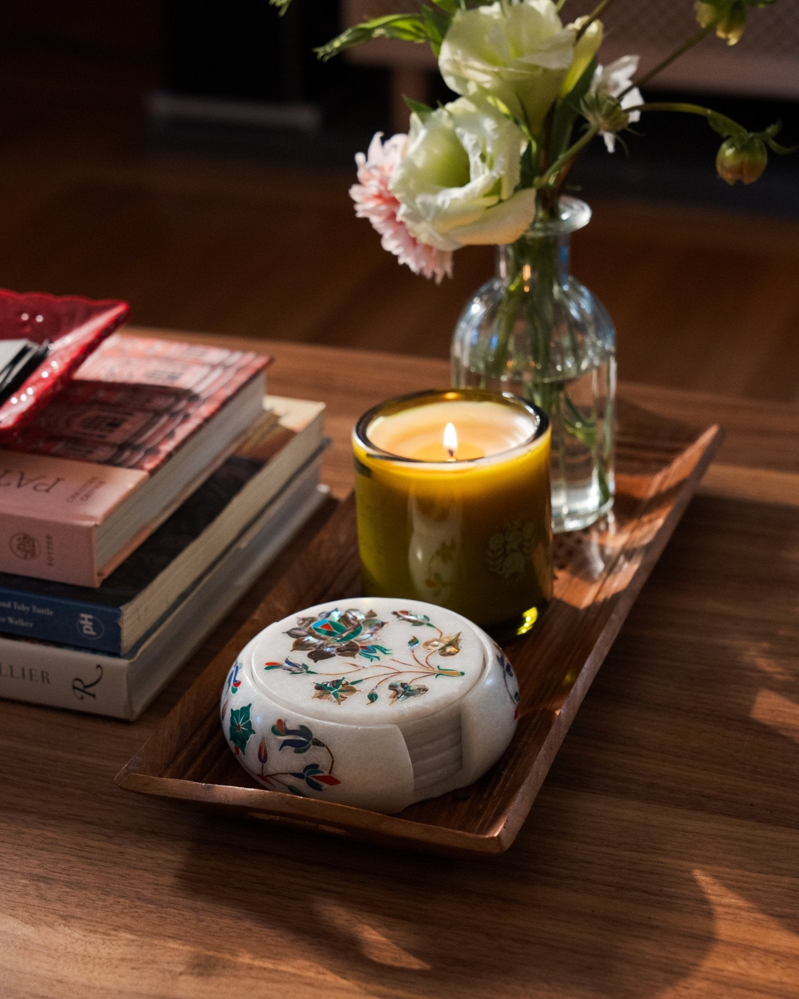 Mughal Multicolored Inlay Coaster Set - Che Cose Belle