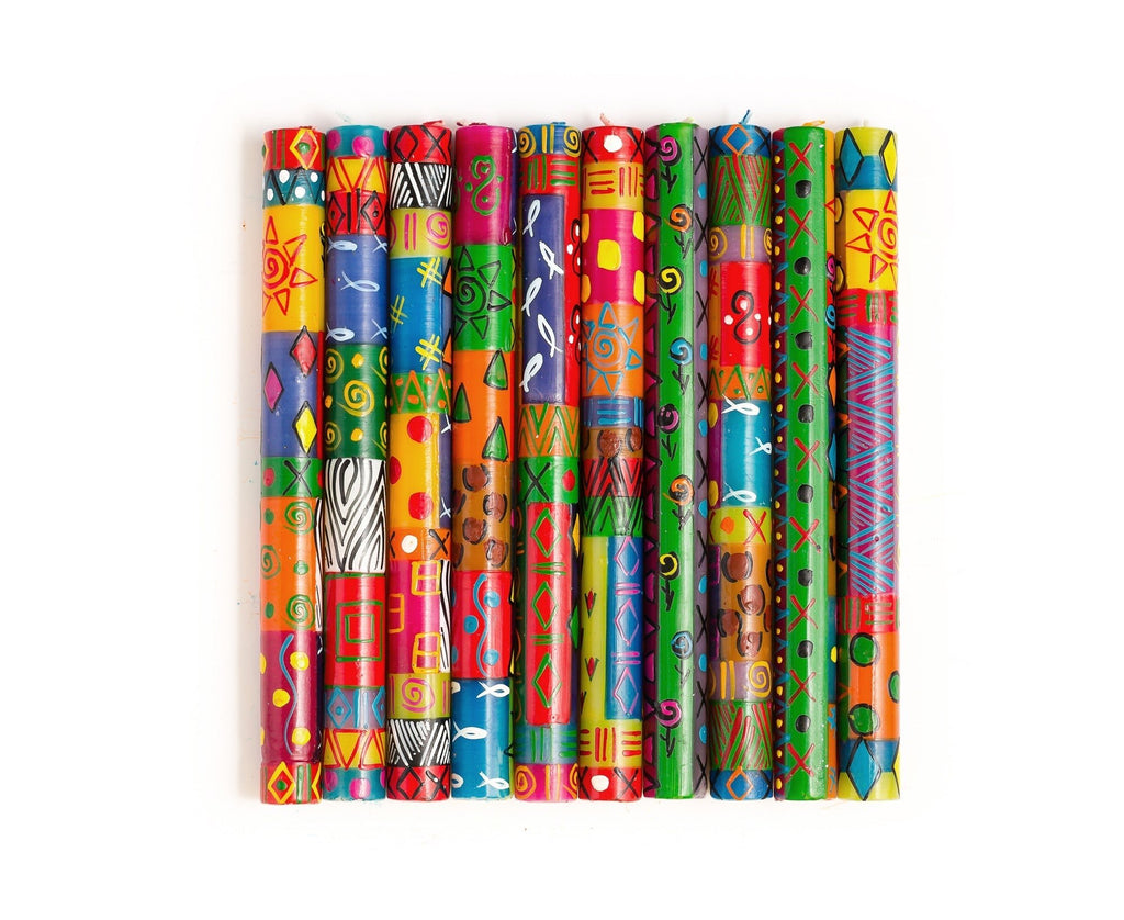 Multi Color Ethnic Painted Candles - Che Cose Belle