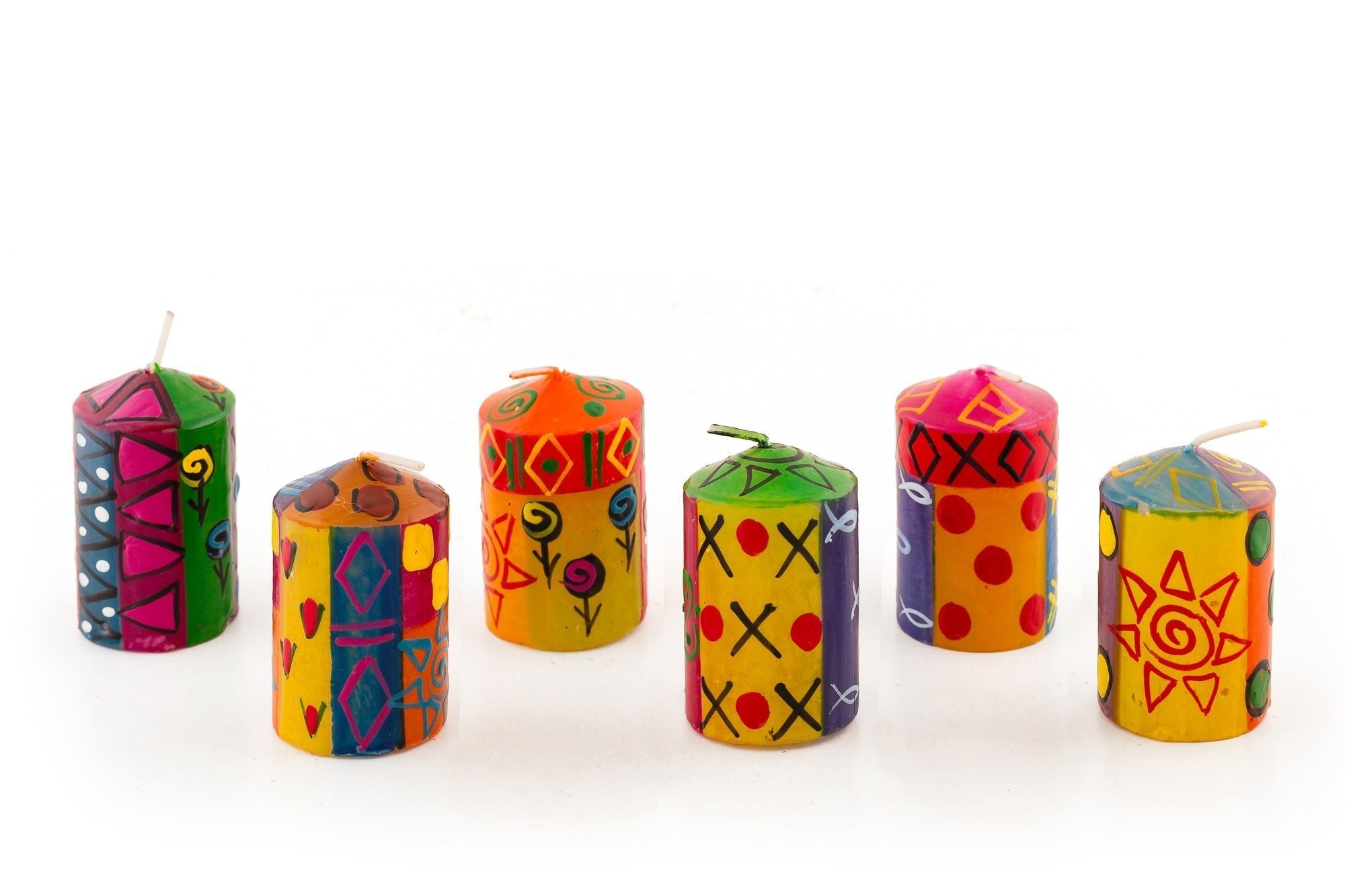 Multi Color Ethnic Painted Candles - Che Cose Belle