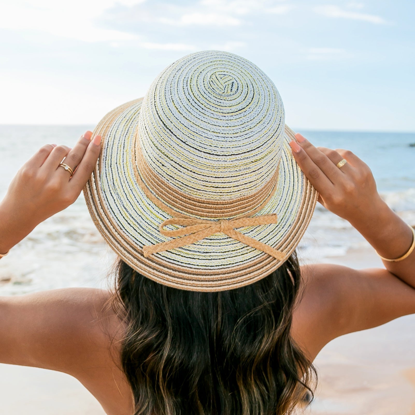 Multi - Stripe Bow Accent Sunhat - Che Cose Belle