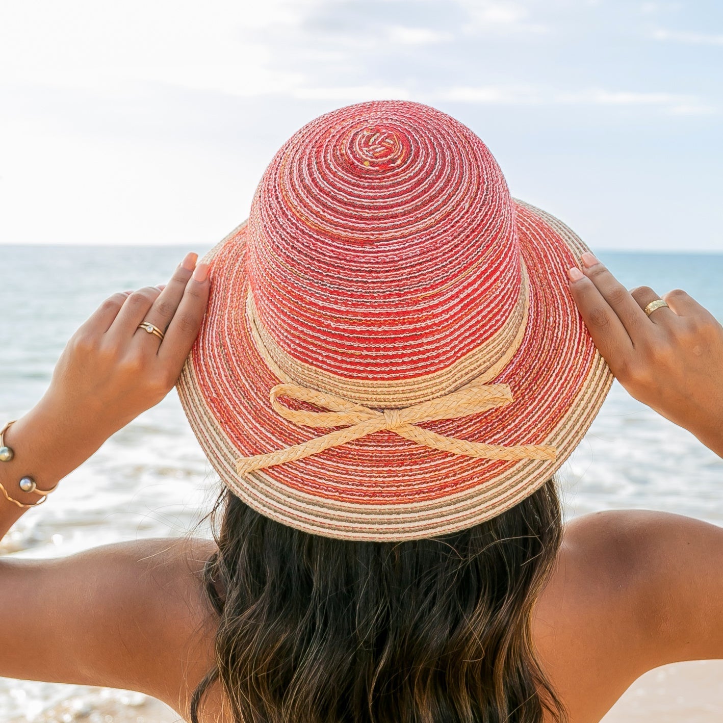 Multi - Stripe Bow Accent Sunhat - Che Cose Belle