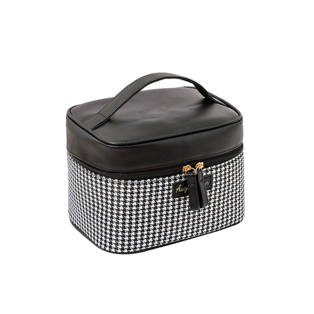 Multifunctional PU thousand bird grid cosmetic bag, portable cosmetic case, large capacity storage bag cosmetics, storage box, makeup bag with compartments, - Che Cose Belle