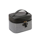 Multifunctional PU thousand bird grid cosmetic bag, portable cosmetic case, large capacity storage bag cosmetics, storage box, makeup bag with compartments, - Che Cose Belle