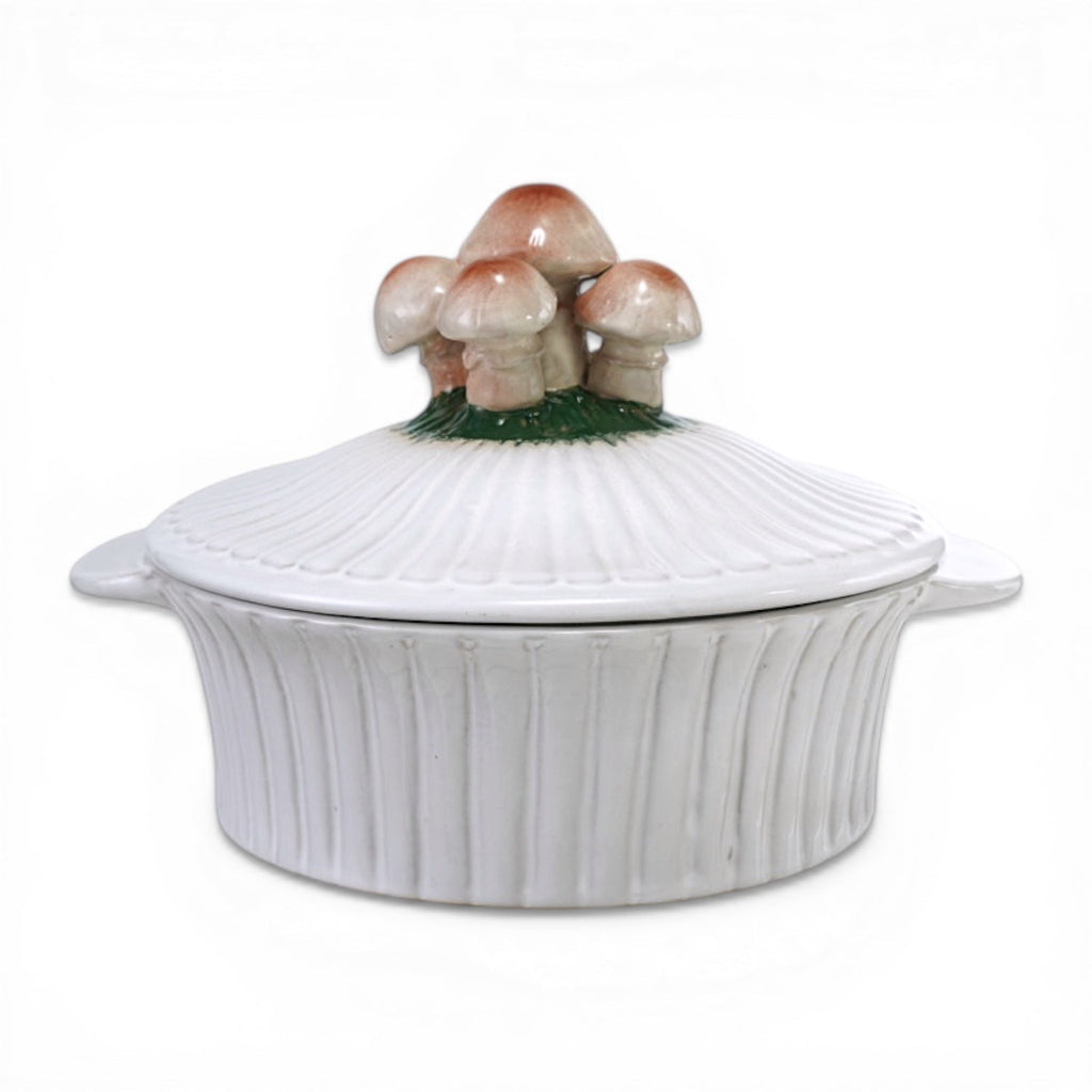 Mushroom Lid Ceramic Fluted Baker - Che Cose Belle
