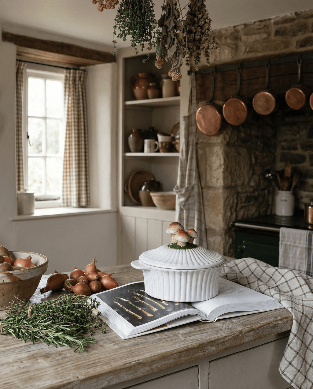 Mushroom Lid Ceramic Fluted Baker - Che Cose Belle