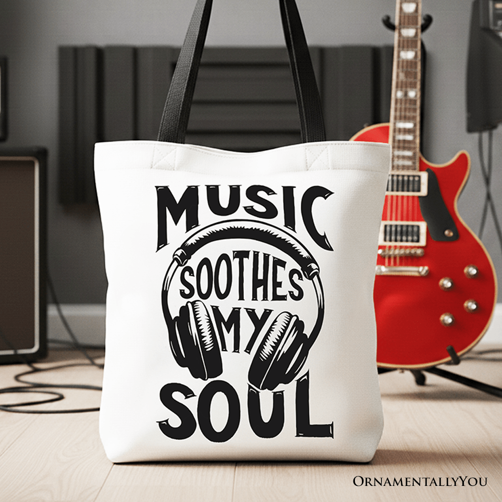 Music Soothes My Soul Tote Bag, Festival Concert Gift Shopper - Che Cose Belle
