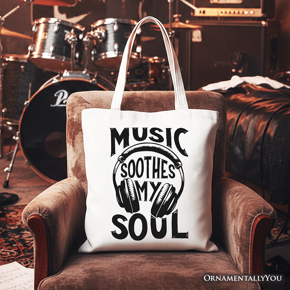 Music Soothes My Soul Tote Bag, Festival Concert Gift Shopper - Che Cose Belle