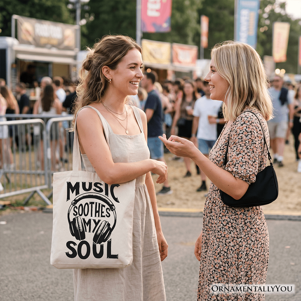 Music Soothes My Soul Tote Bag, Festival Concert Gift Shopper - Che Cose Belle