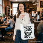 Music Soothes My Soul Tote Bag, Festival Concert Gift Shopper - Che Cose Belle