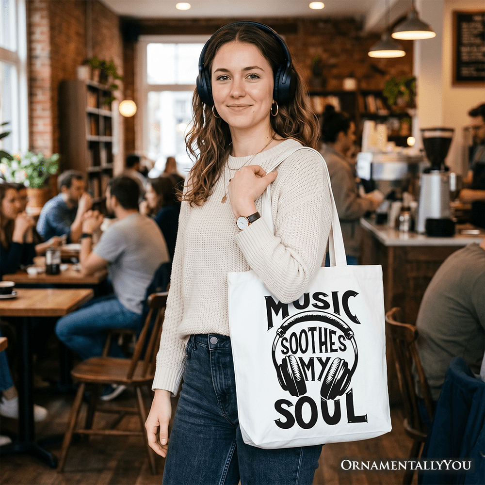 Music Soothes My Soul Tote Bag, Festival Concert Gift Shopper - Che Cose Belle