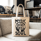 Music Soothes My Soul Tote Bag, Festival Concert Gift Shopper - Che Cose Belle