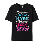 My New Knee Gift Funny Knee Replacement Surgery Joke Black Graphic Tees Men's Clothing Easter Sunday - Che Cose Belle