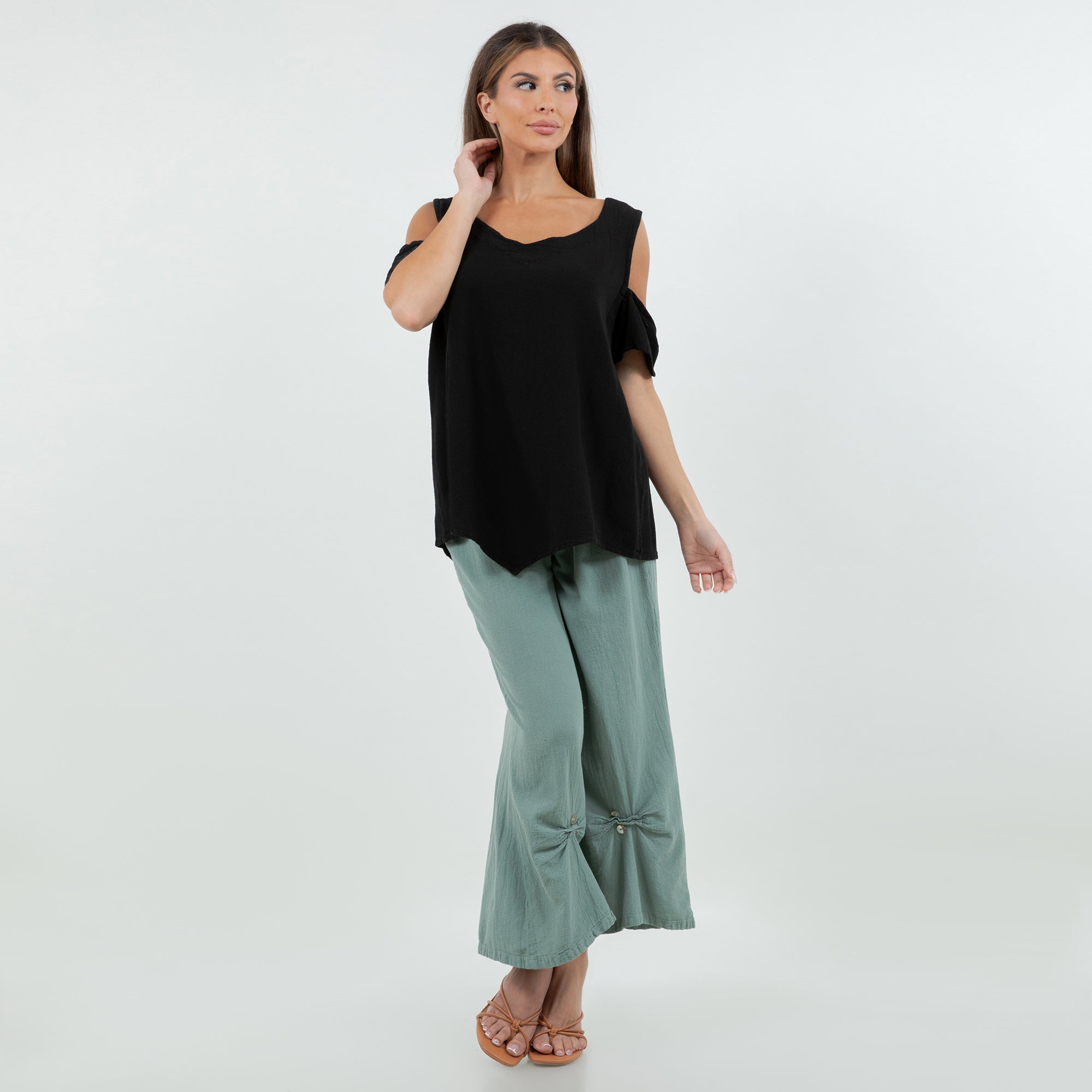 Mylie Cold Shoulder Top 100% Cotton Gauze - Che Cose Belle