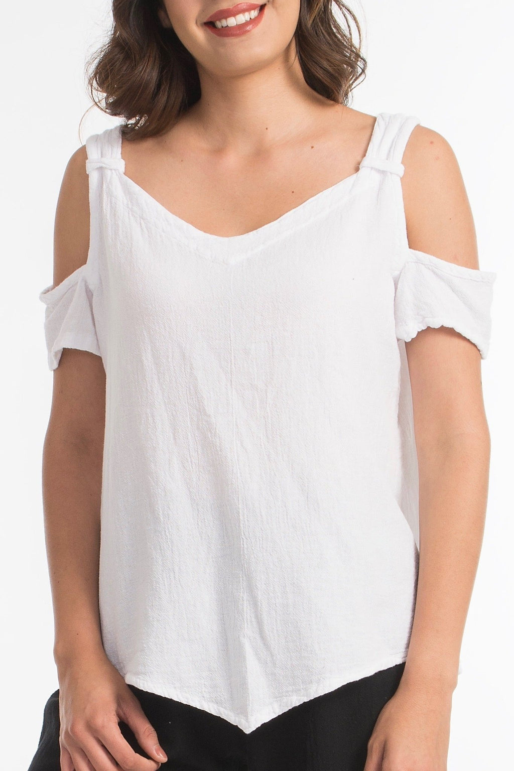 Mylie Cold Shoulder Top 100% Cotton Gauze - Che Cose Belle