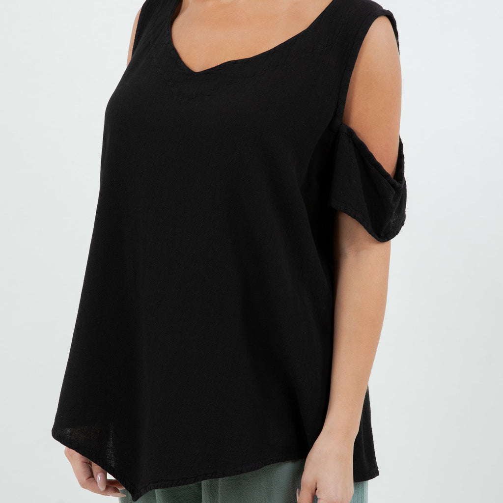 Mylie Cold Shoulder Top 100% Cotton Gauze - Che Cose Belle