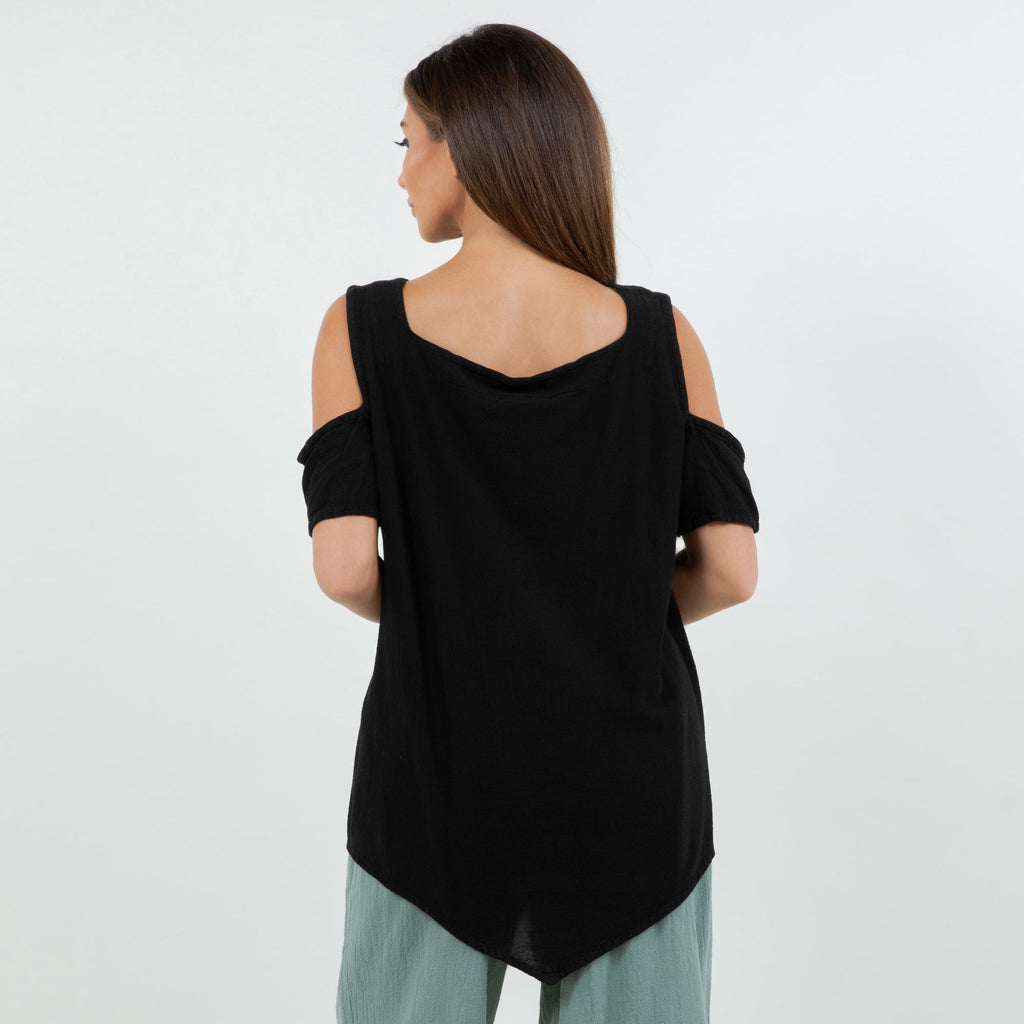 Mylie Cold Shoulder Top 100% Cotton Gauze - Che Cose Belle