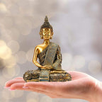 Nacome Meditating Seated Thai Buddha Statue Praying Collectibles Figurines,Zen Garden Buddha Sculpture - Indoor/Outdoor Decor for Home,Porch Yard Art Decoration,polyresin,Gold Buddah,Gift - Che Cose Belle