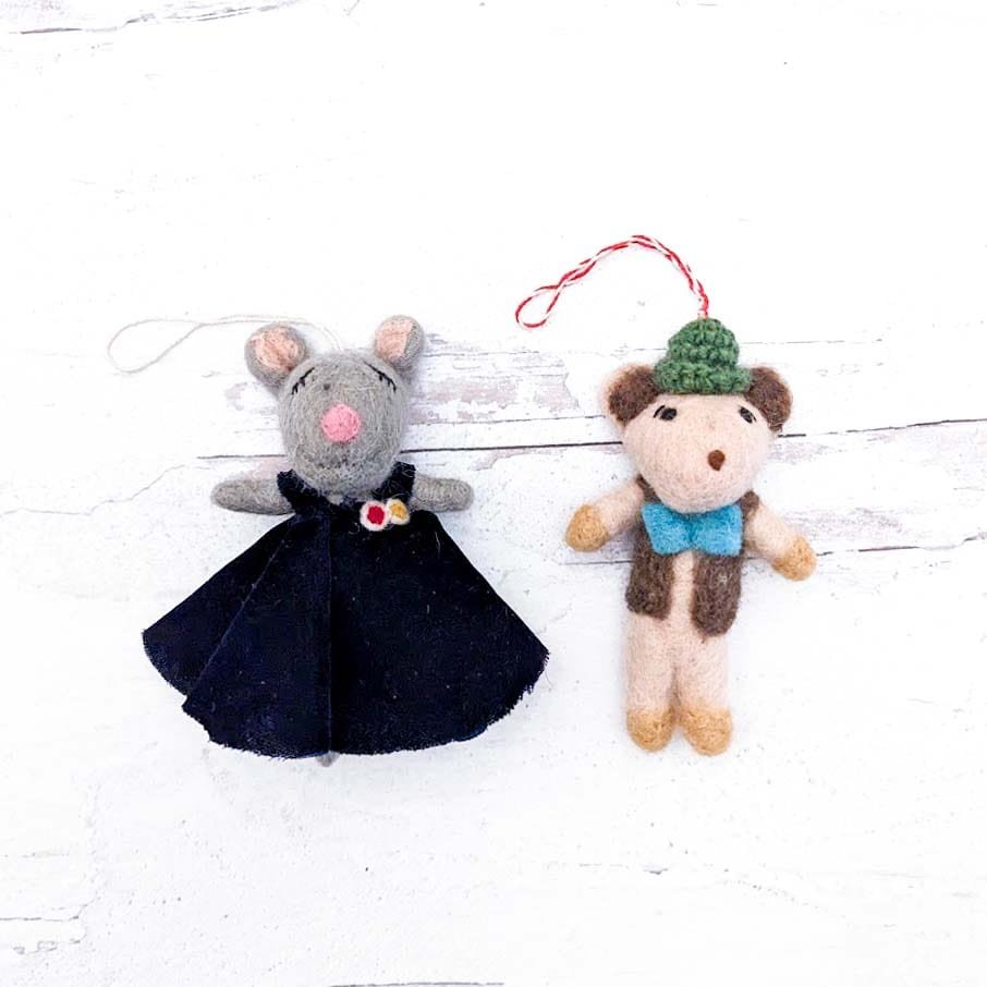 Nana and Billy Mouse Eco Ornaments - Set of 2 - Che Cose Belle