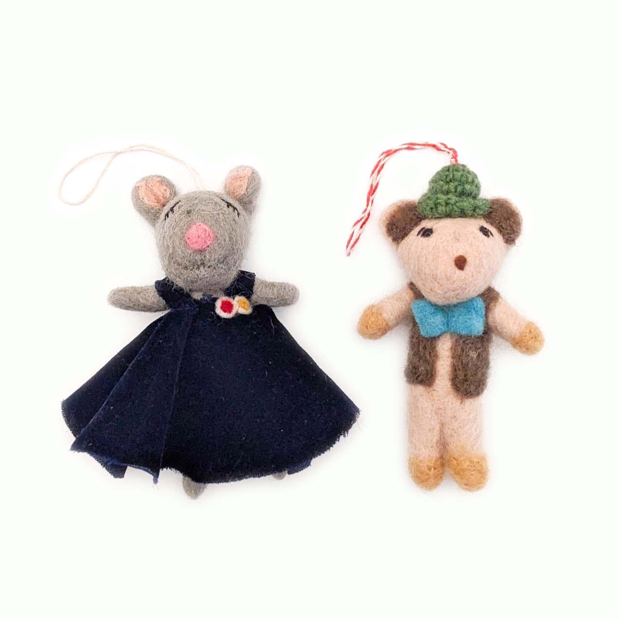 Nana and Billy Mouse Eco Ornaments - Set of 2 - Che Cose Belle