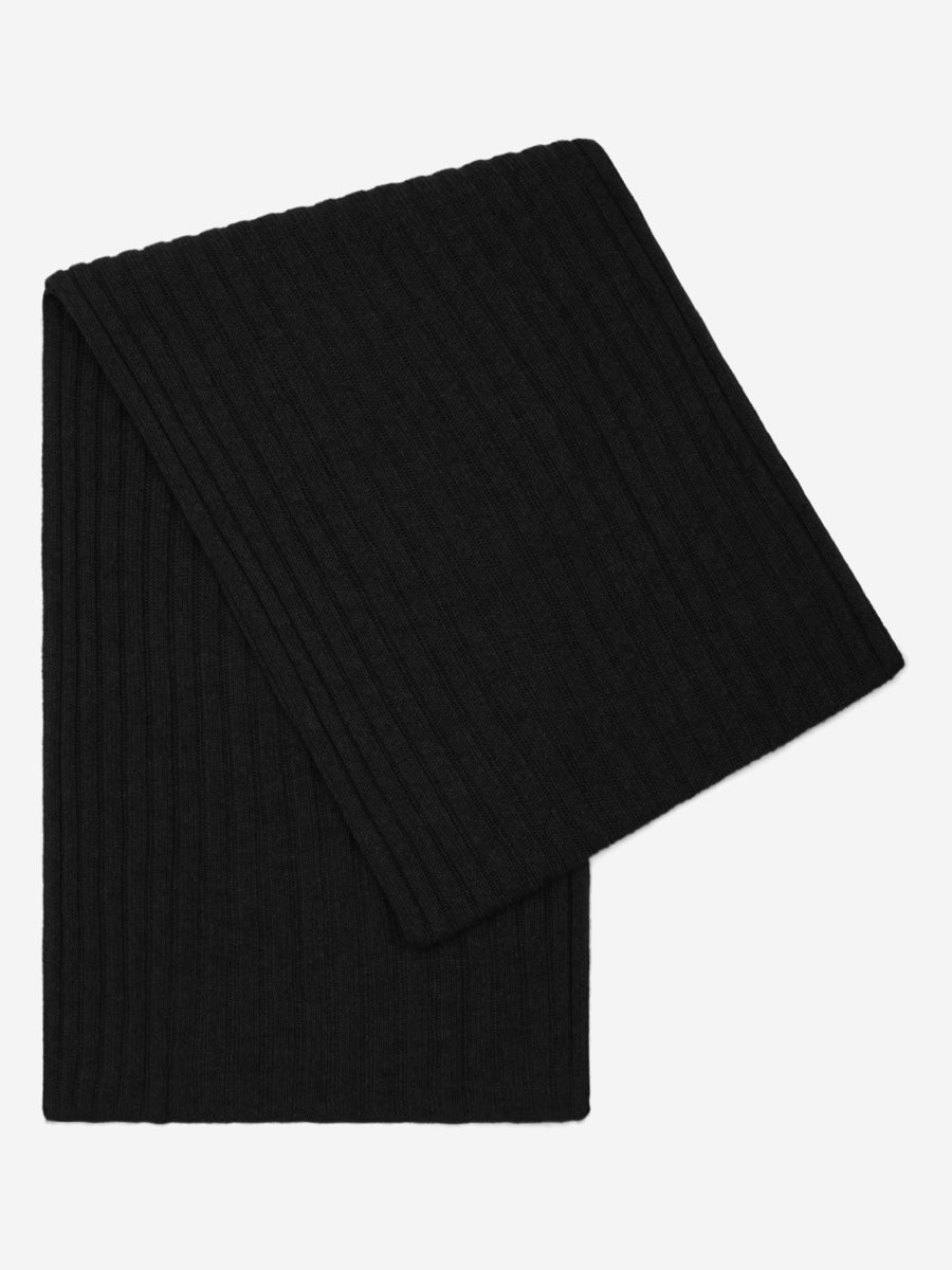 Napoli (black) - Italian 100% cashmere ribbed scarf (unisex) - Che Cose Belle