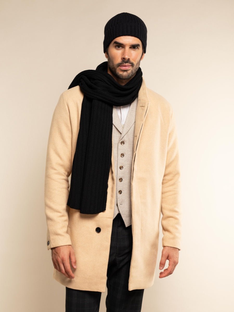 Napoli (black) - Italian 100% cashmere ribbed scarf (unisex) - Che Cose Belle