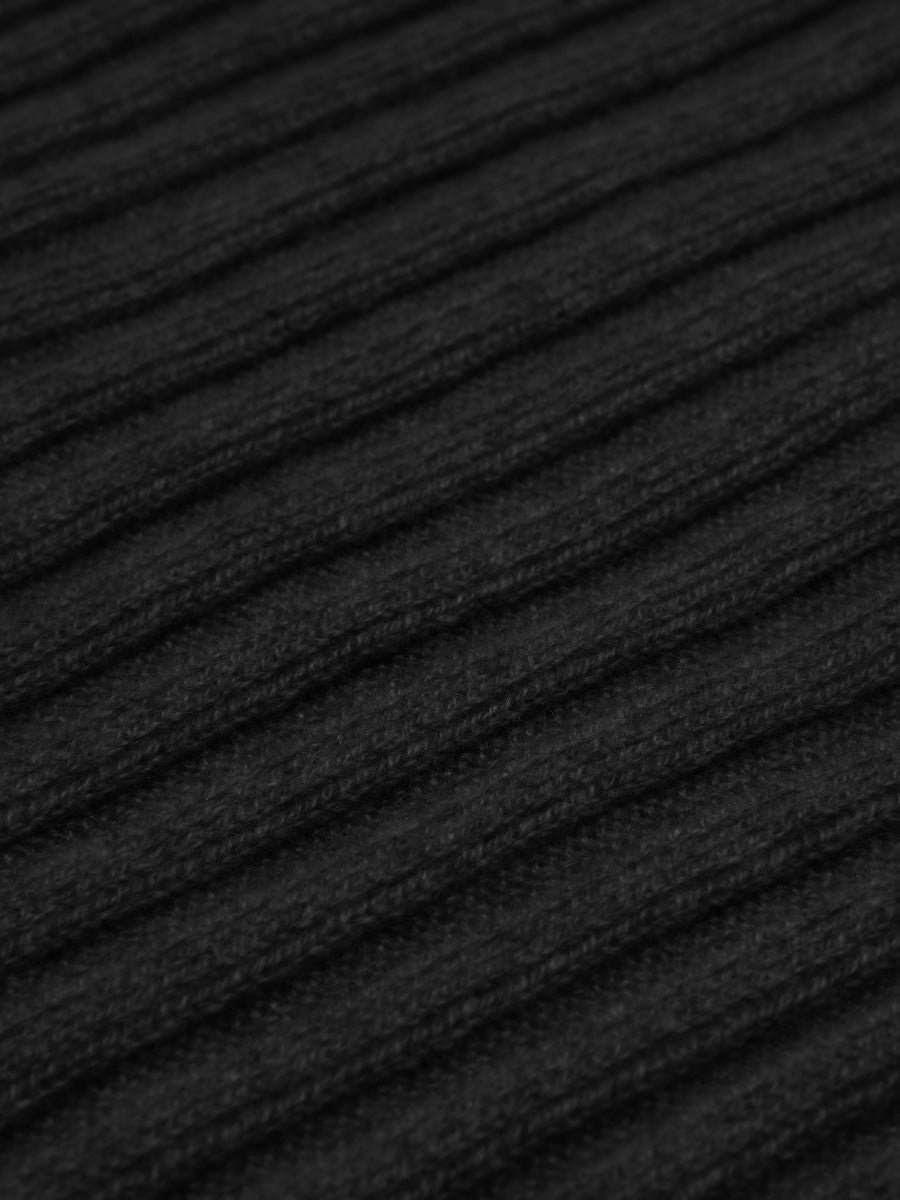 Napoli (black) - Italian 100% cashmere ribbed scarf (unisex) - Che Cose Belle