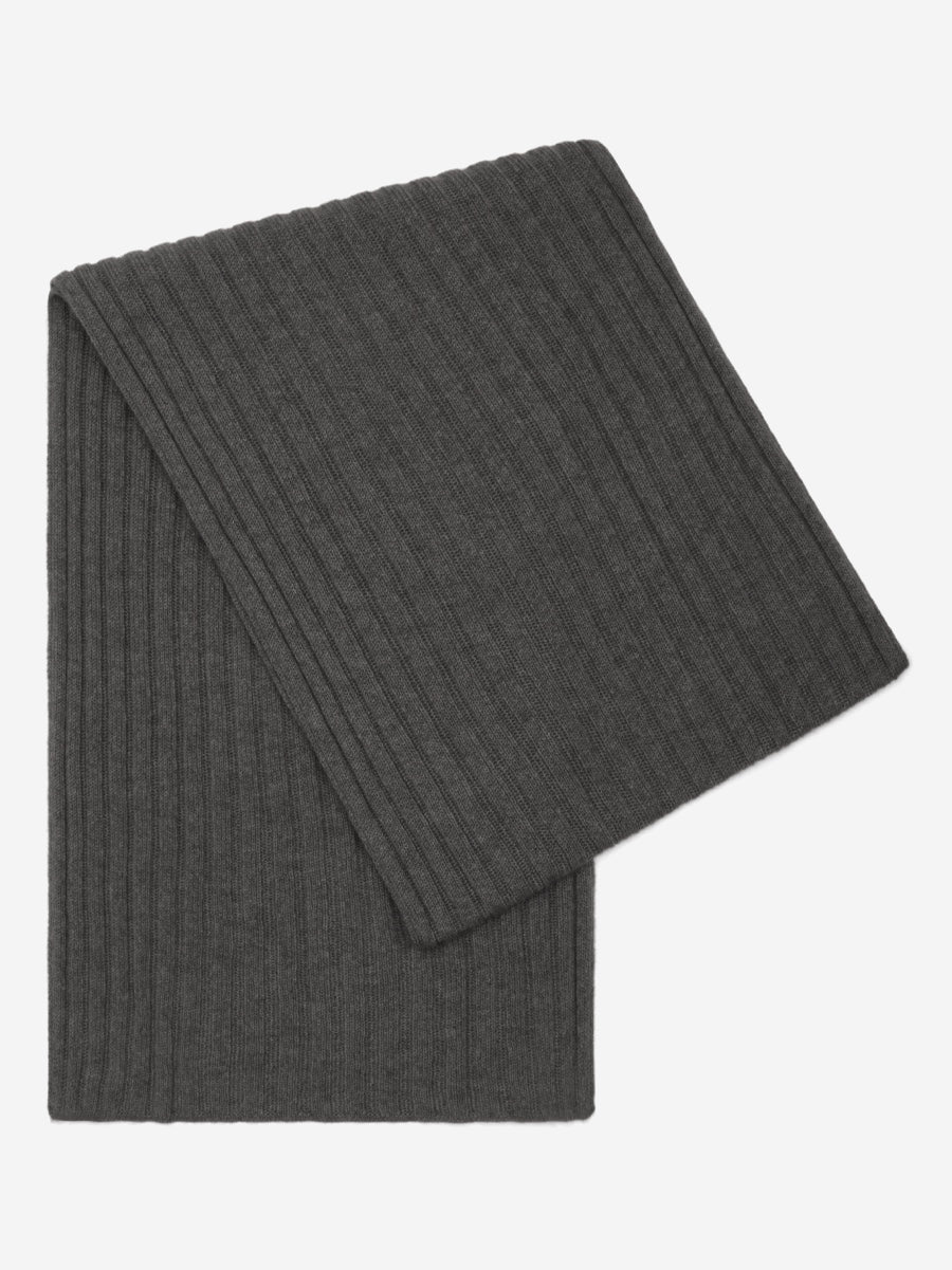Napoli (dark grey) - Italian 100% cashmere ribbed scarf (unisex) - Che Cose Belle