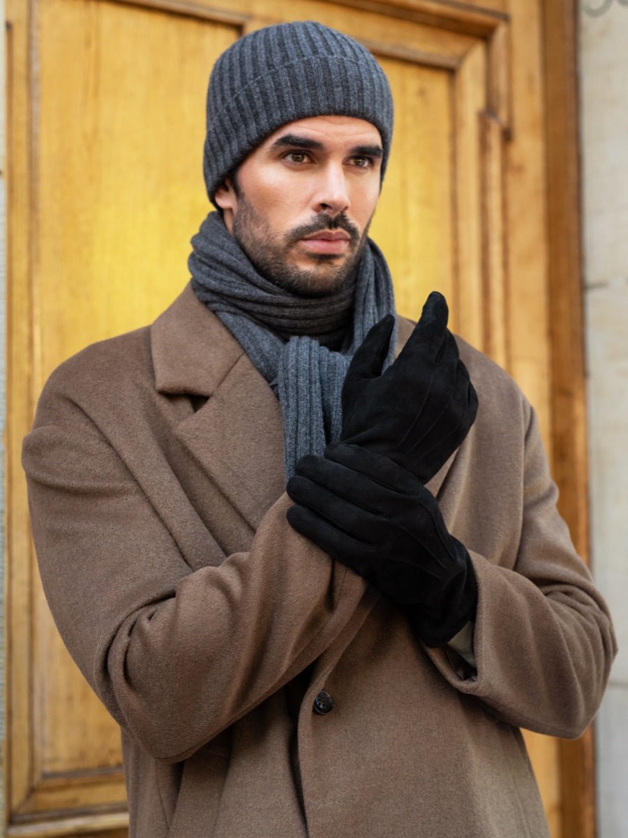 Napoli (dark grey) - Italian 100% cashmere ribbed scarf (unisex) - Che Cose Belle