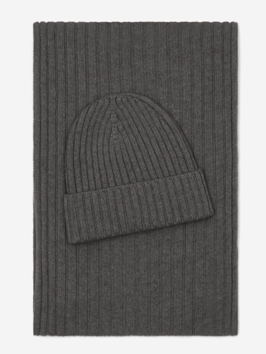 Napoli (dark grey) - Italian 100% cashmere ribbed scarf (unisex) - Che Cose Belle