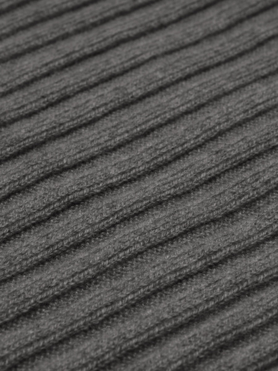 Napoli (dark grey) - Italian 100% cashmere ribbed scarf (unisex) - Che Cose Belle