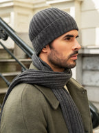 Napoli (dark grey) - Italian 100% cashmere ribbed scarf (unisex) - Che Cose Belle