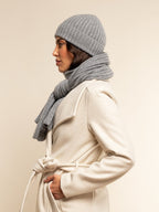 Napoli (light grey) - Italian 100% cashmere ribbed scarf (unisex) - Che Cose Belle