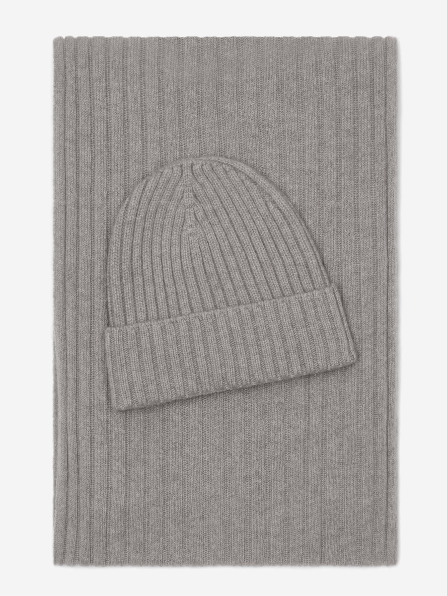 Napoli (light grey) - Italian 100% cashmere ribbed scarf (unisex) - Che Cose Belle
