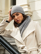 Napoli (light grey) - Italian 100% cashmere ribbed scarf (unisex) - Che Cose Belle