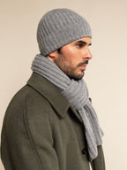 Napoli (light grey) - Italian 100% cashmere ribbed scarf (unisex) - Che Cose Belle