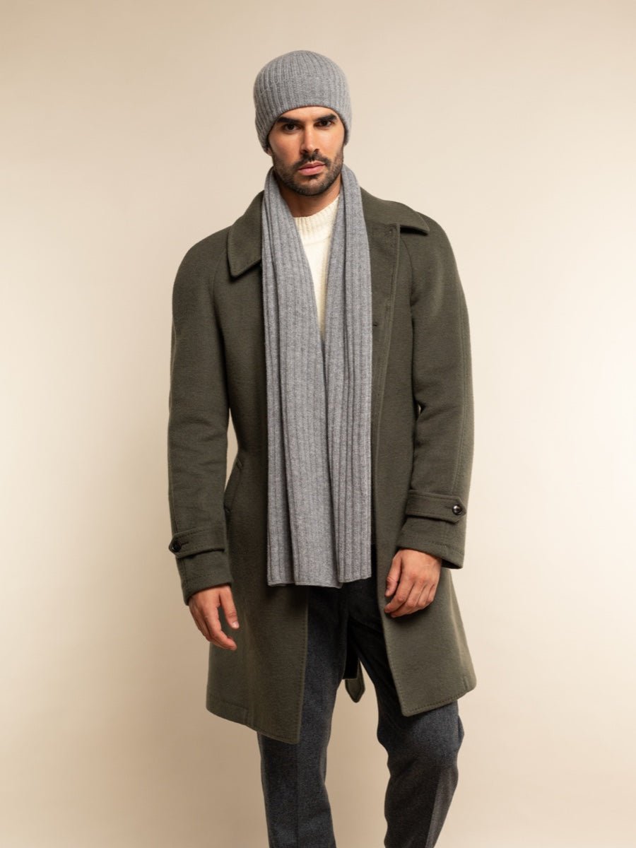 Napoli (light grey) - Italian 100% cashmere ribbed scarf (unisex) - Che Cose Belle