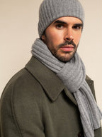 Napoli (light grey) - Italian 100% cashmere ribbed scarf (unisex) - Che Cose Belle